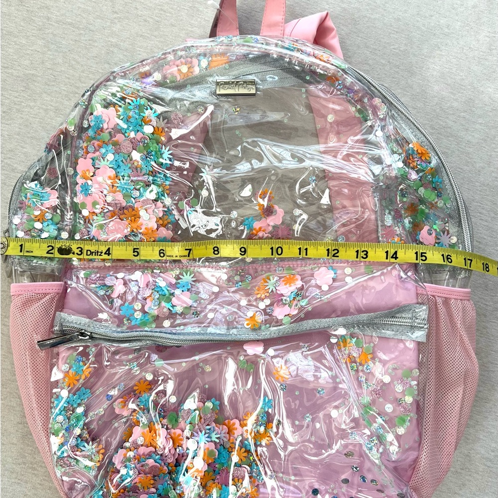 Packed Party Pink Clear Sequin Floral Backpack - Picture 9 of 9